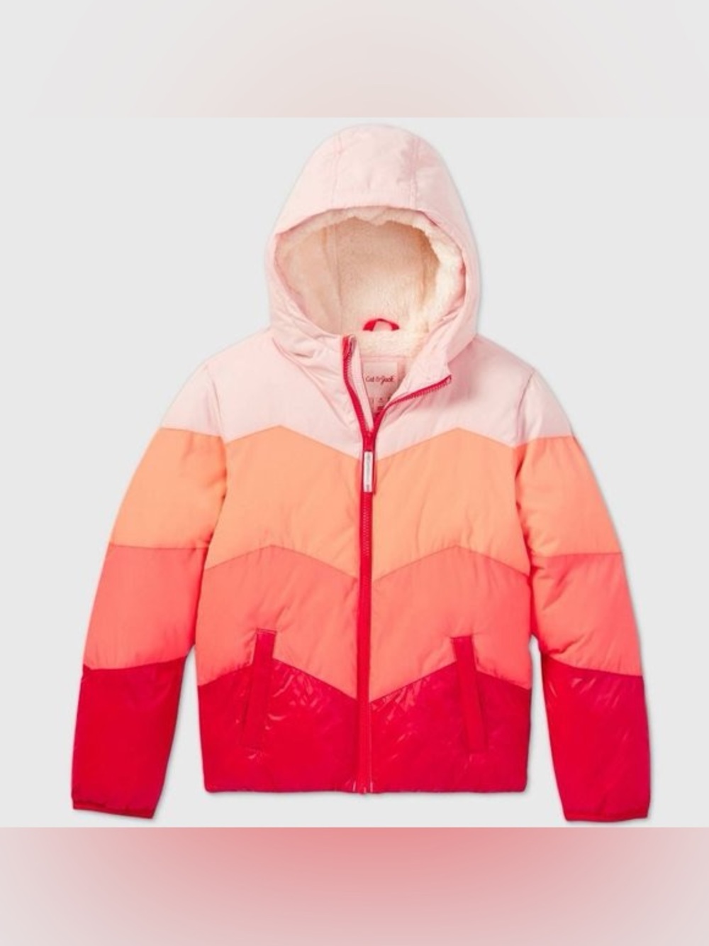 Cat & Jack Kids Color Block Chevron Colorblock Puffer Jacket Size XS